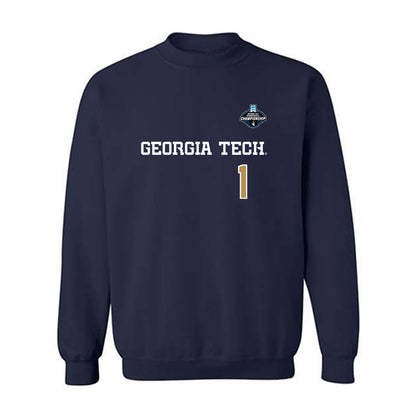 Georgia Tech - NCAA Baseball : Parker Brosius - NCAA® Replica Shersey Crewneck Sweatshirt-0