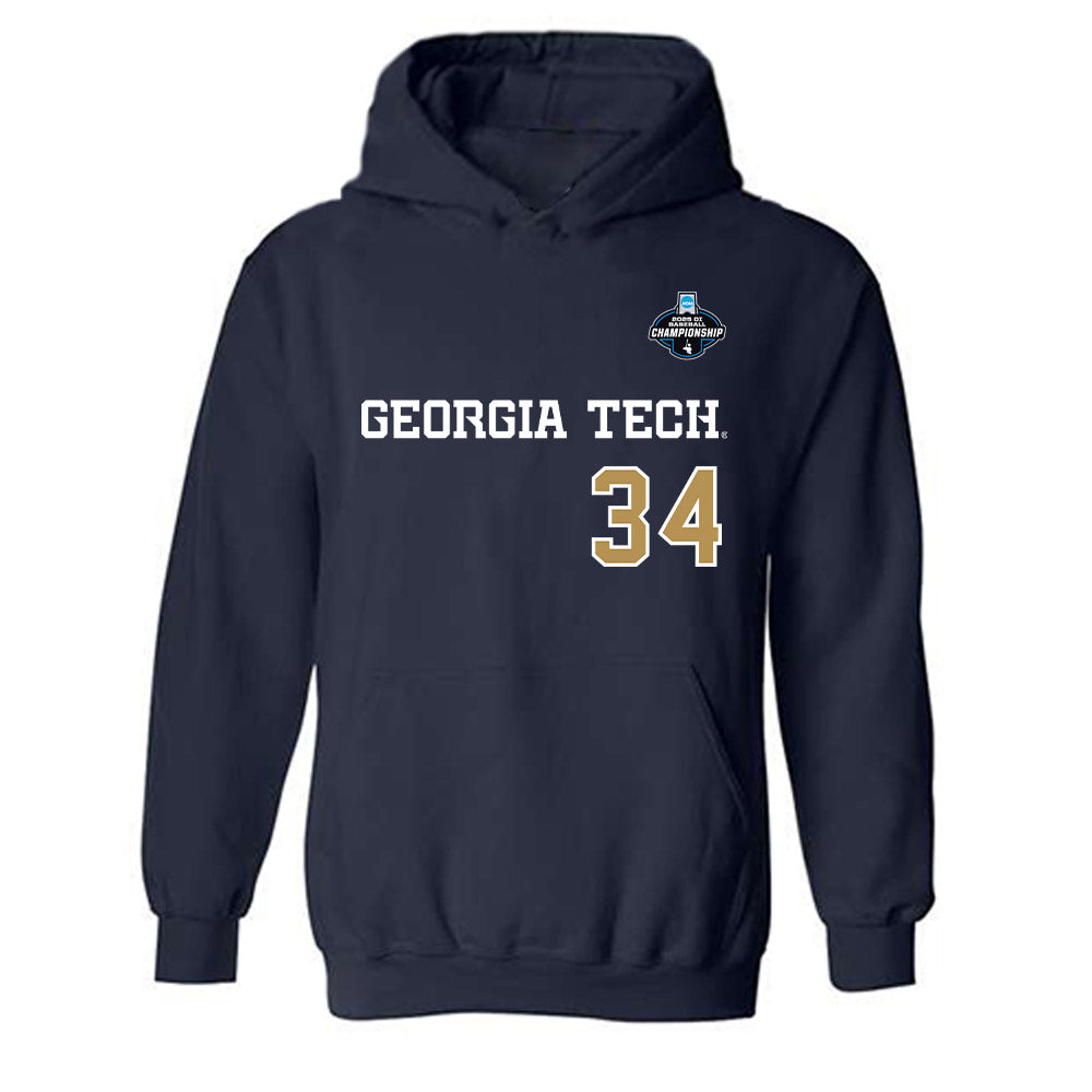 Georgia Tech - NCAA Baseball : Drew Rogers - NCAA® Replica Shersey Hooded Sweatshirt-0