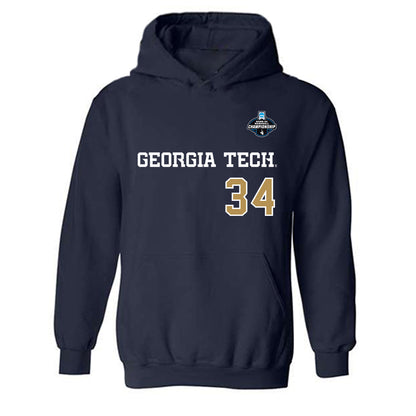 Georgia Tech - NCAA Baseball : Drew Rogers - NCAA® Replica Shersey Hooded Sweatshirt-0