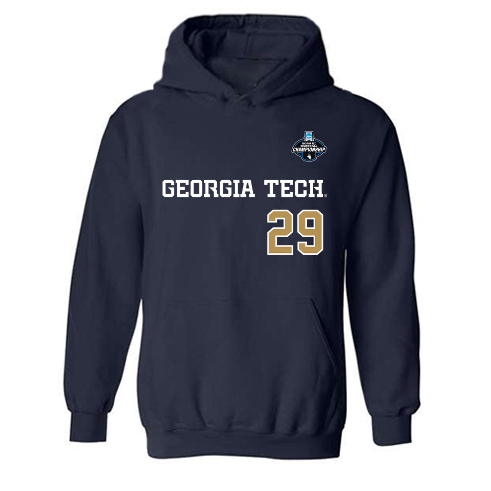 Georgia Tech - NCAA Baseball : Mason Patel - NCAA® Replica Shersey Hooded Sweatshirt-0