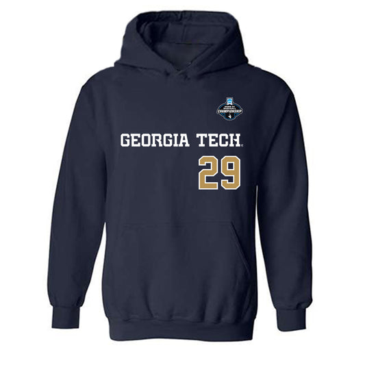 Georgia Tech - NCAA Baseball : Mason Patel - NCAA® Replica Shersey Hooded Sweatshirt-0