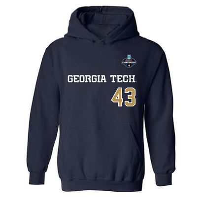Georgia Tech - NCAA Baseball : Dimitri Angelakos - NCAA® Replica Shersey Hooded Sweatshirt-0