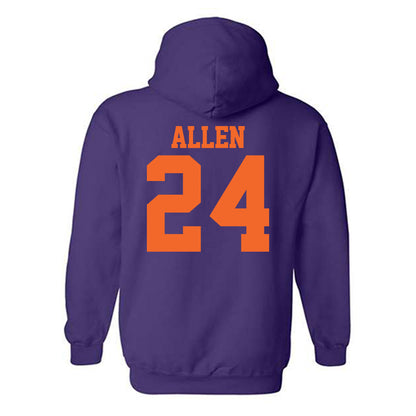 Clemson - NCAA Baseball : Joe Allen - Purple NCAA® Shersey Hooded Sweatshirt-1