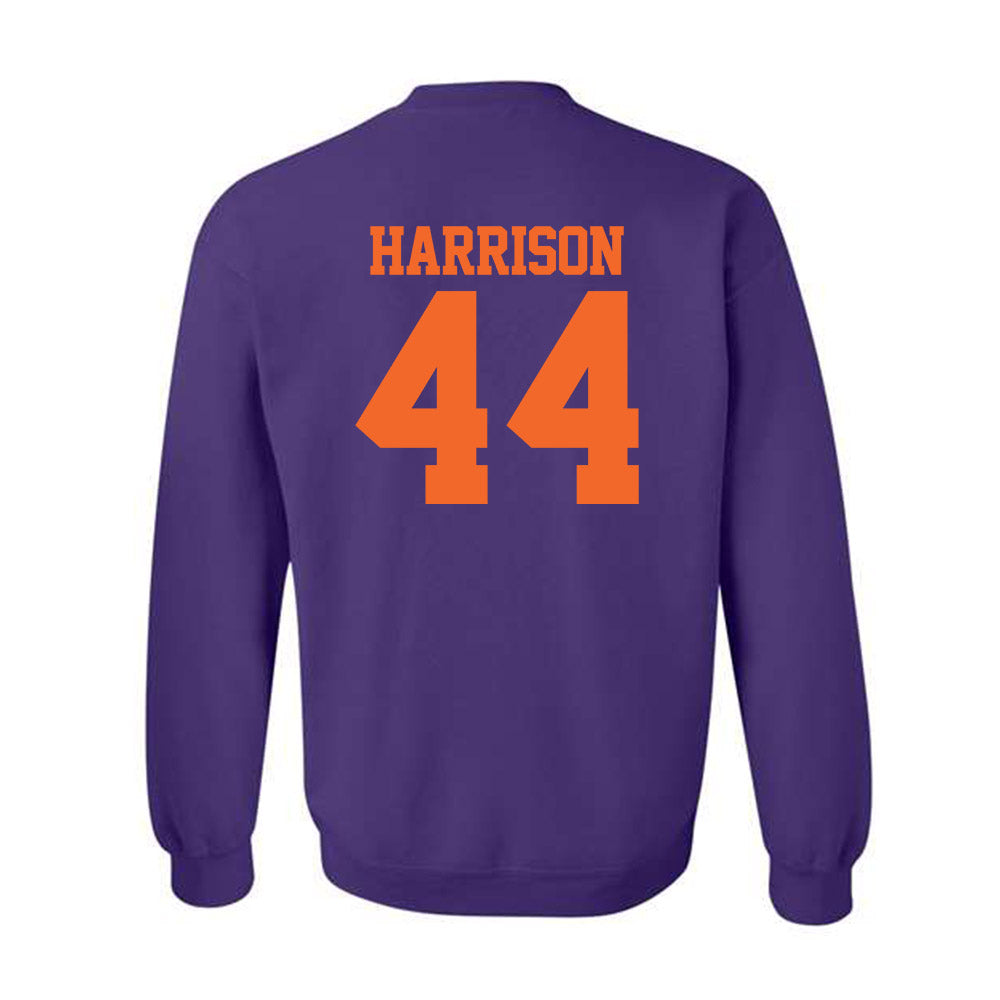 Clemson - NCAA Baseball : Dylan Harrison - Purple NCAA® Shersey Crewneck Sweatshirt-1