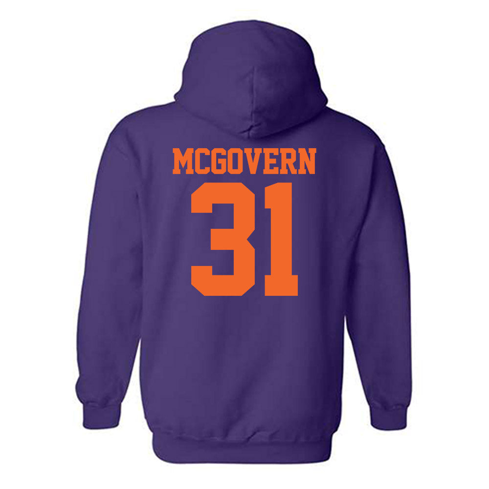 Clemson - NCAA Baseball : Jacob McGovern - Purple NCAA® Shersey Hooded Sweatshirt-1