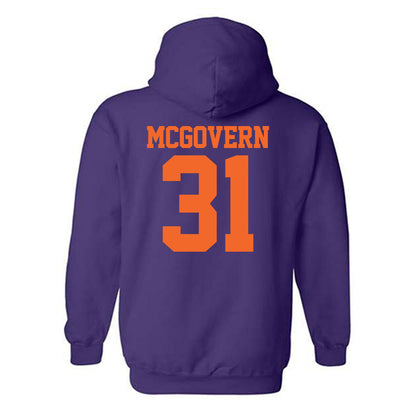 Clemson - NCAA Baseball : Jacob McGovern - Purple NCAA® Shersey Hooded Sweatshirt-1