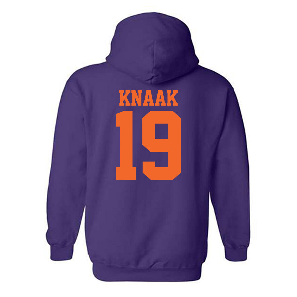 Clemson - NCAA Baseball : Aidan Knaak - Purple NCAA® Shersey Hooded Sweatshirt-1