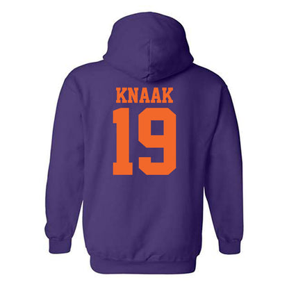Clemson - NCAA Baseball : Aidan Knaak - Purple NCAA® Shersey Hooded Sweatshirt-1