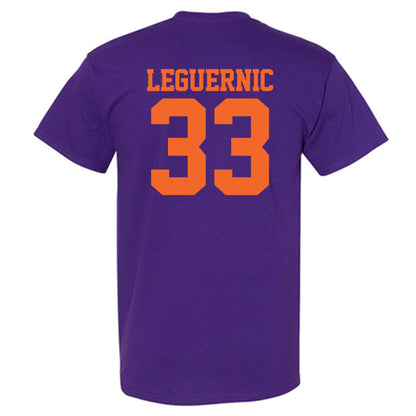 Clemson - NCAA Baseball : Justin LeGuernic - Purple NCAA® Shersey T-Shirt-1