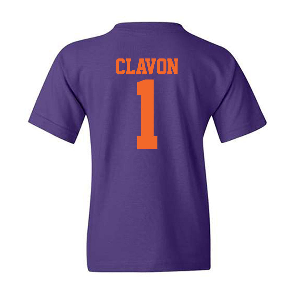 Clemson - NCAA Baseball : Bryce Clavon - Purple NCAA® Shersey Youth T-Shirt-1