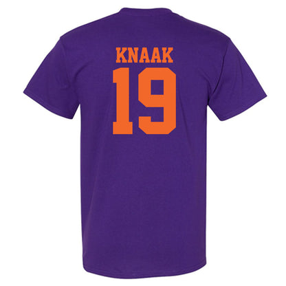 Clemson - NCAA Baseball : Aidan Knaak - Purple NCAA® Shersey T-Shirt-1