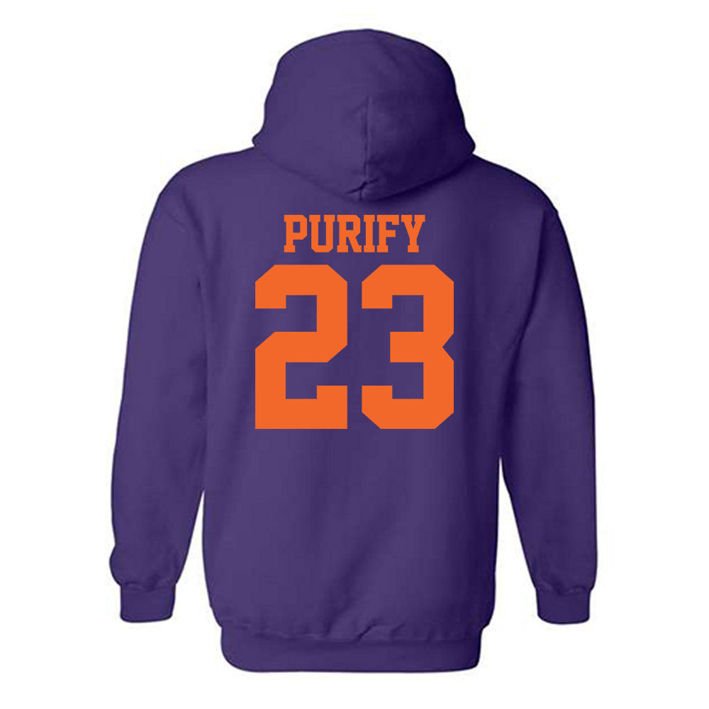 Clemson - NCAA Baseball : Jarren Purify - Purple NCAA® Shersey Hooded Sweatshirt-1