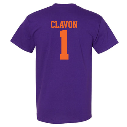 Clemson - NCAA Baseball : Bryce Clavon - Purple NCAA® Shersey T-Shirt-1