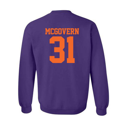Clemson - NCAA Baseball : Jacob McGovern - Purple NCAA® Shersey Crewneck Sweatshirt-1
