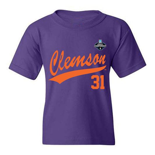Clemson - NCAA Baseball : Jacob McGovern - Purple NCAA® Shersey Youth T-Shirt-0