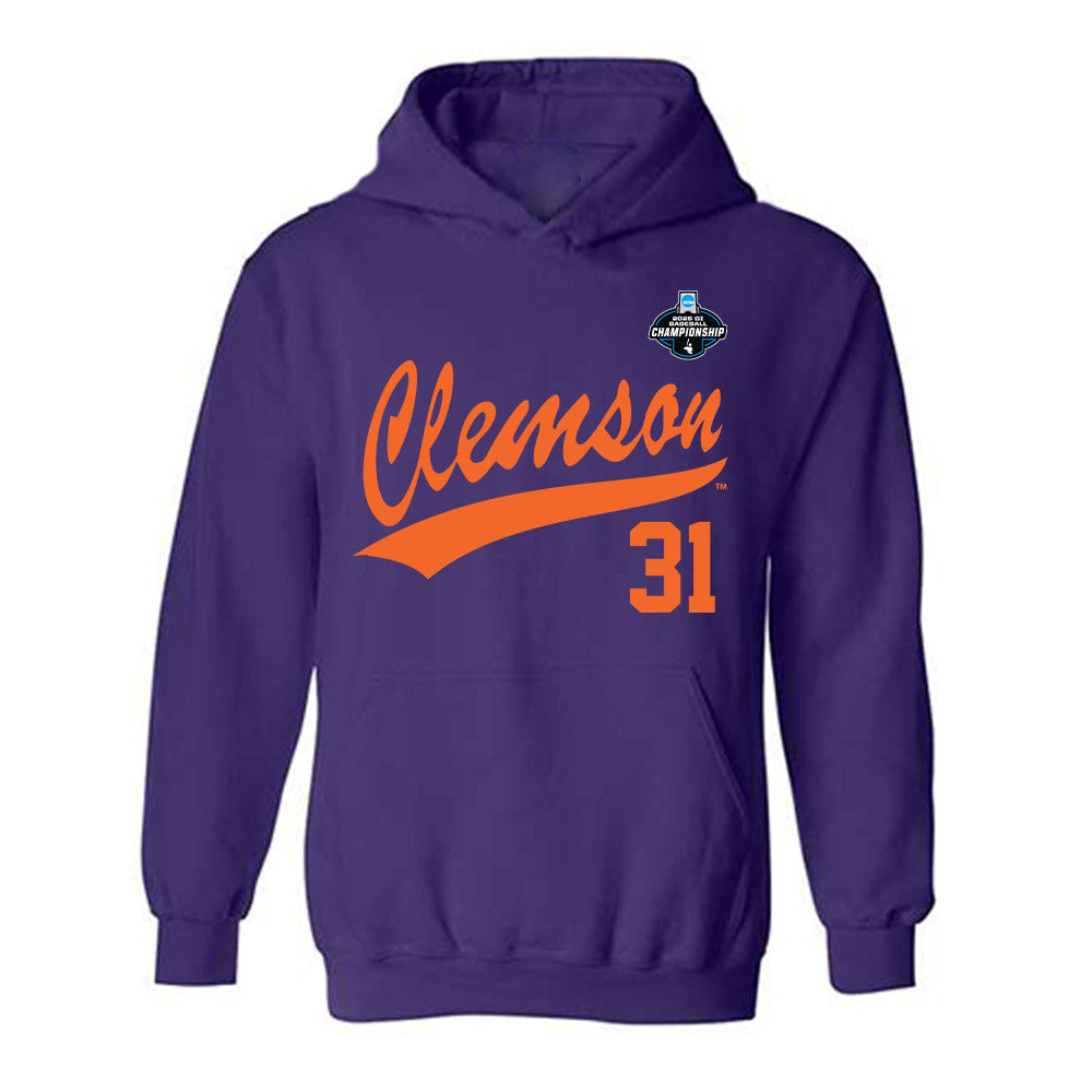 Clemson - NCAA Baseball : Jacob McGovern - Purple NCAA® Shersey Hooded Sweatshirt-0