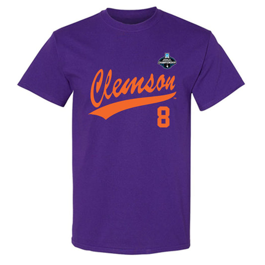 Clemson - NCAA Baseball : Tyler Lichtenberger - Purple NCAA® Shersey T-Shirt-0