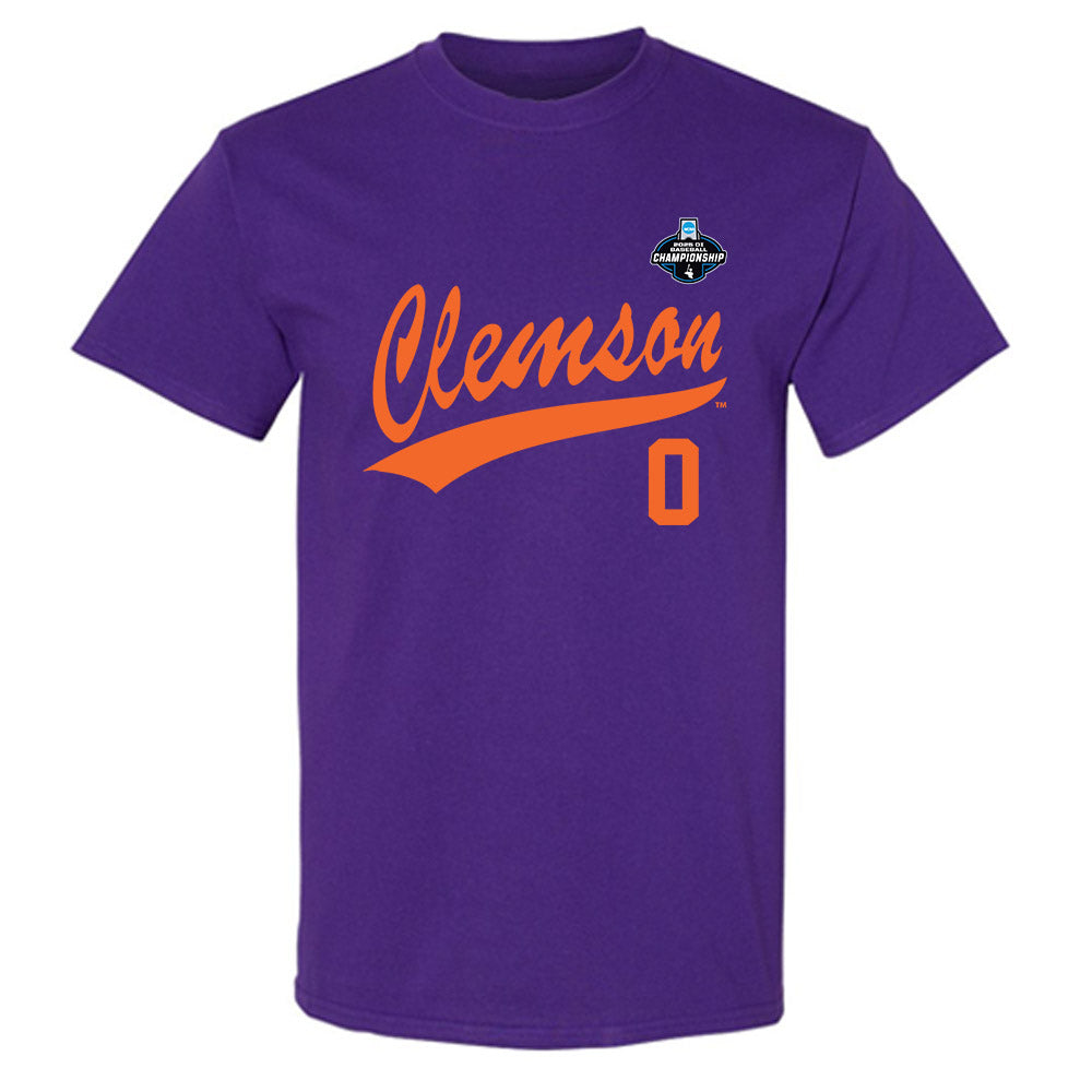 Clemson - NCAA Baseball : Drew Titsworth - Purple NCAA® Shersey T-Shirt-0