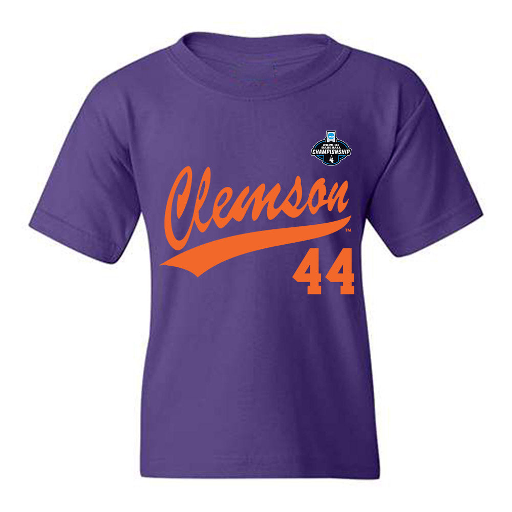 Clemson - NCAA Baseball : Dylan Harrison - Purple NCAA® Shersey Youth T-Shirt-0