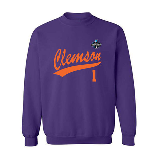Clemson - NCAA Baseball : Bryce Clavon - Purple NCAA® Shersey Crewneck Sweatshirt-0