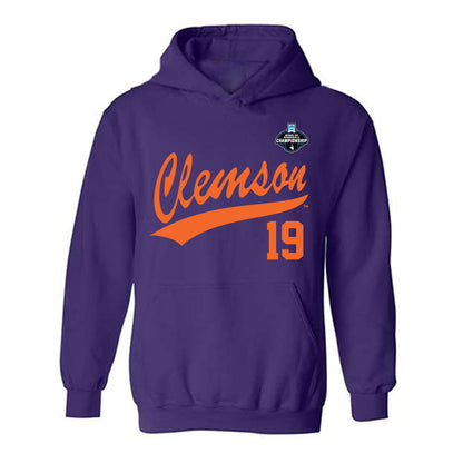 Clemson - NCAA Baseball : Aidan Knaak - Purple NCAA® Shersey Hooded Sweatshirt-0
