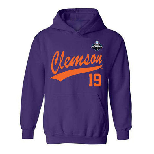 Clemson - NCAA Baseball : Aidan Knaak - Purple NCAA® Shersey Hooded Sweatshirt-0