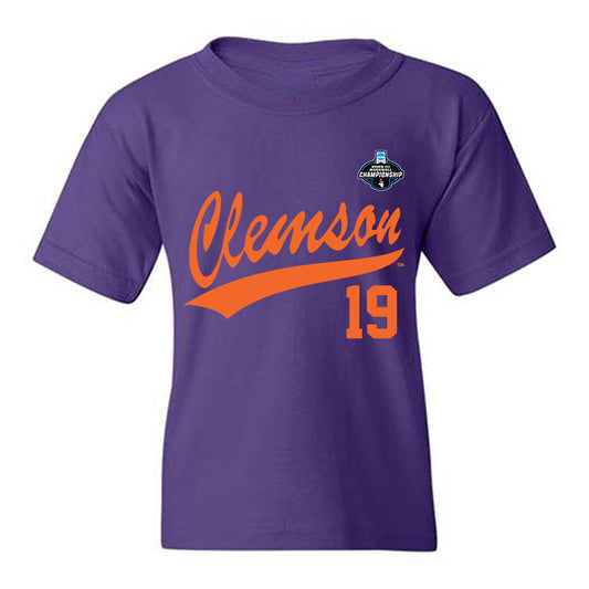 Clemson - NCAA Baseball : Aidan Knaak - Purple NCAA® Shersey Youth T-Shirt-0