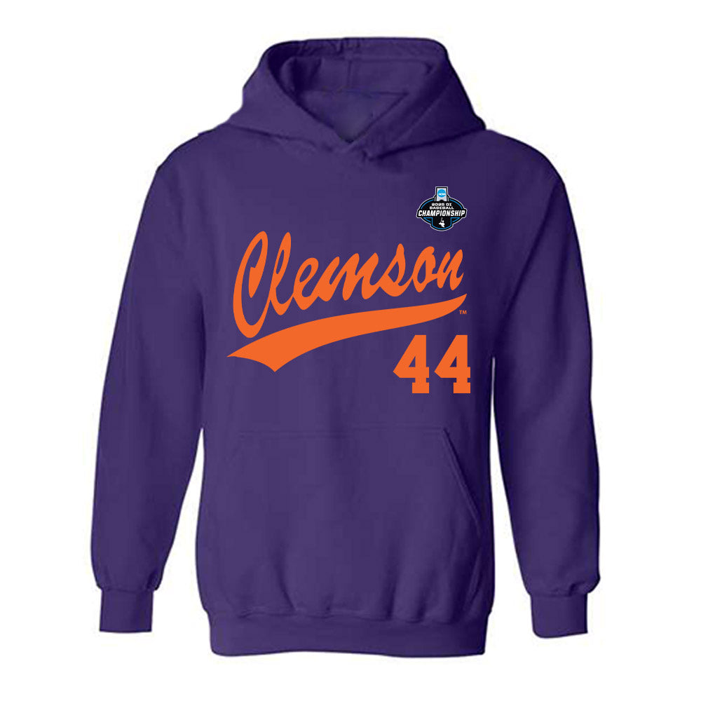 Clemson - NCAA Baseball : Dylan Harrison - Purple NCAA® Shersey Hooded Sweatshirt-0