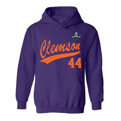 Clemson - NCAA Baseball : Dylan Harrison - Purple NCAA® Shersey Hooded Sweatshirt-0
