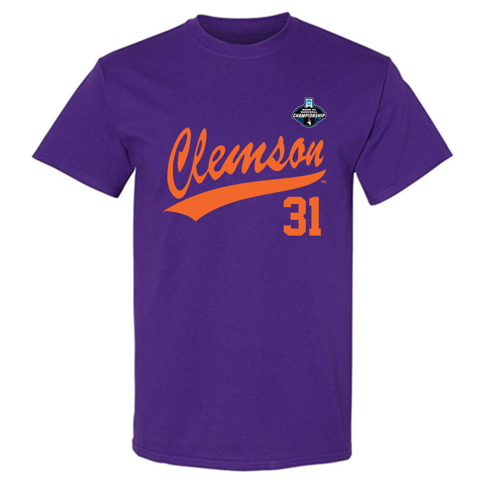 Clemson - NCAA Baseball : Jacob McGovern - Purple NCAA® Shersey T-Shirt-0
