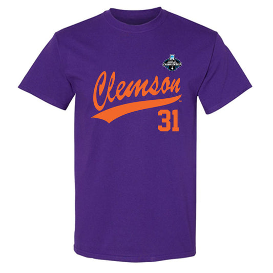 Clemson - NCAA Baseball : Jacob McGovern - Purple NCAA® Shersey T-Shirt-0