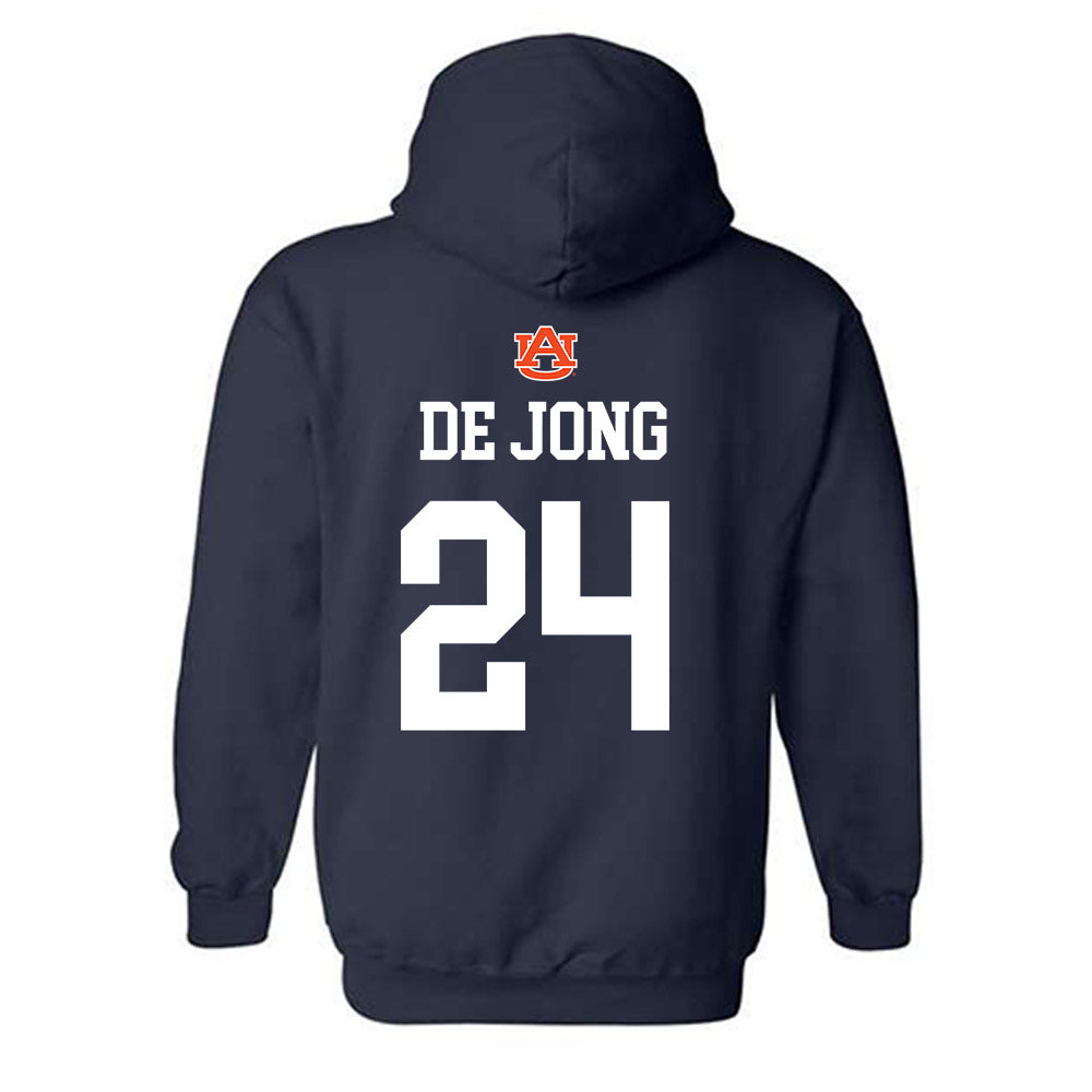 Auburn - NCAA Baseball : Justice de Jong - NCAA® Replica Shersey Hooded Sweatshirt-1
