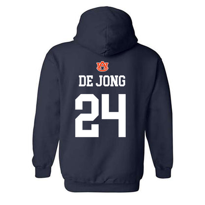 Auburn - NCAA Baseball : Justice de Jong - NCAA® Replica Shersey Hooded Sweatshirt-1