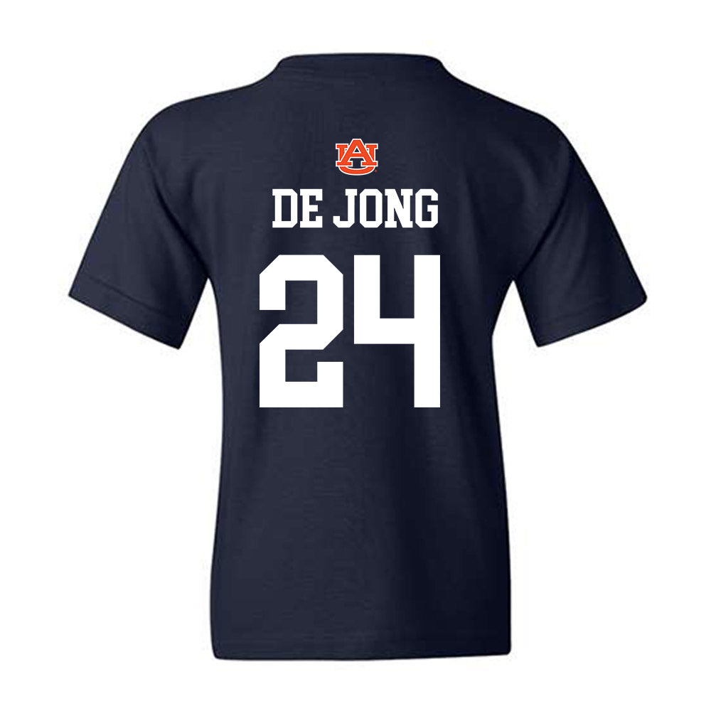 Auburn - NCAA Baseball : Justice de Jong - NCAA® Replica Shersey Youth T-Shirt-1