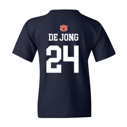 Auburn - NCAA Baseball : Justice de Jong - NCAA® Replica Shersey Youth T-Shirt-1