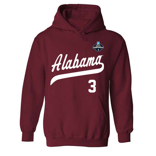 Alabama - NCAA Baseball : Will Plattner - NCAA® Replica Shersey Hooded Sweatshirt-0