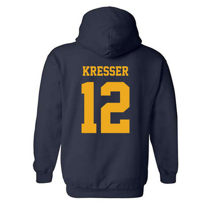 West Virginia - NCAA Baseball : Brodie Kresser - NCAA® Replica Shersey Hooded Sweatshirt-1