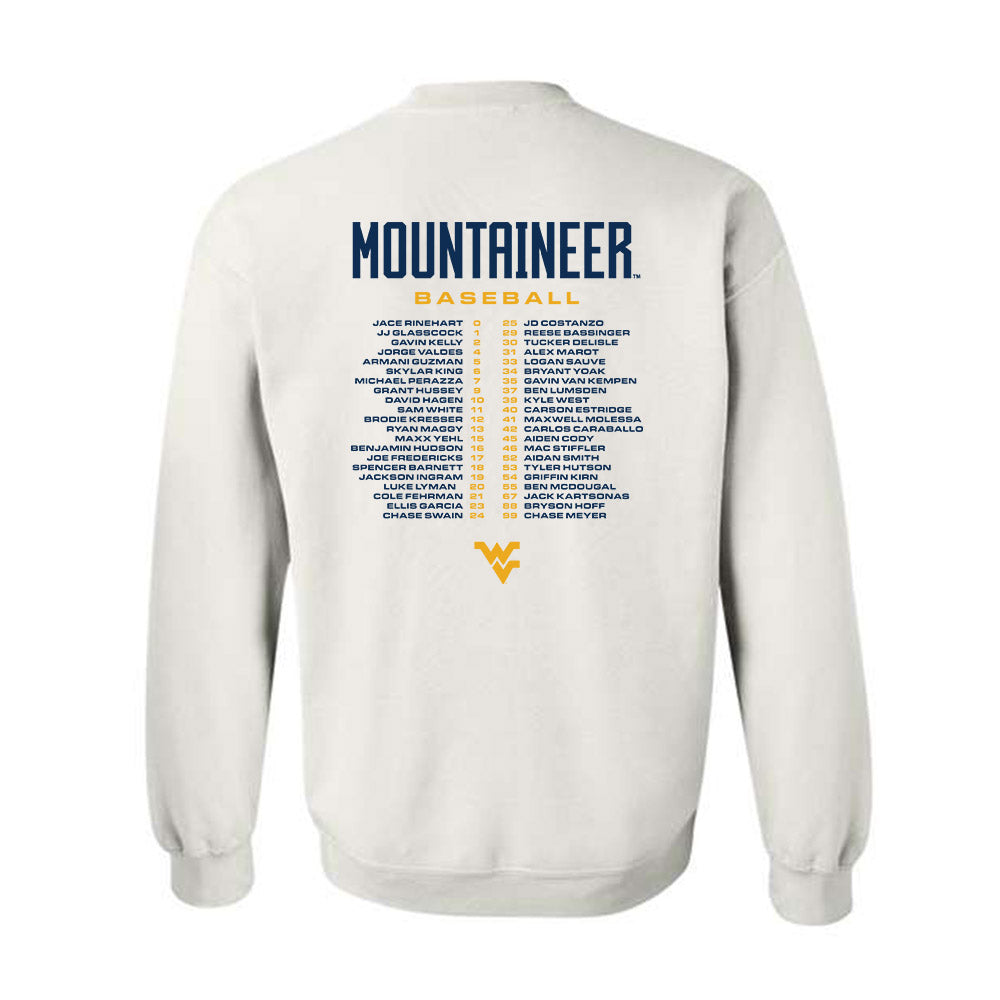 West Virginia - NCAA Baseball : - Roster Crewneck Sweatshirt-1
