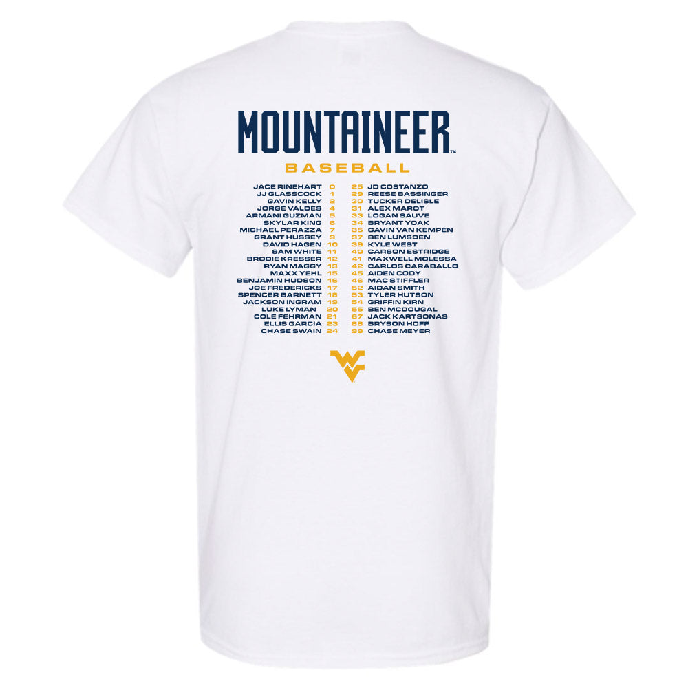 West Virginia - NCAA Baseball : - Roster T-Shirt-1