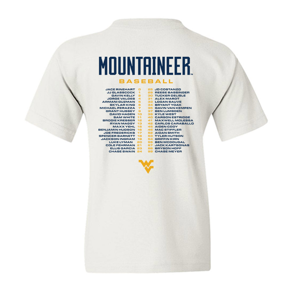 West Virginia - NCAA Baseball : - Roster Youth T-Shirt-1