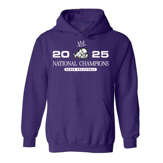 TCU - NCAA Beach Volleyball : Hallie Corinne Frist - Crowned Frog Hooded Sweatshirt-0
