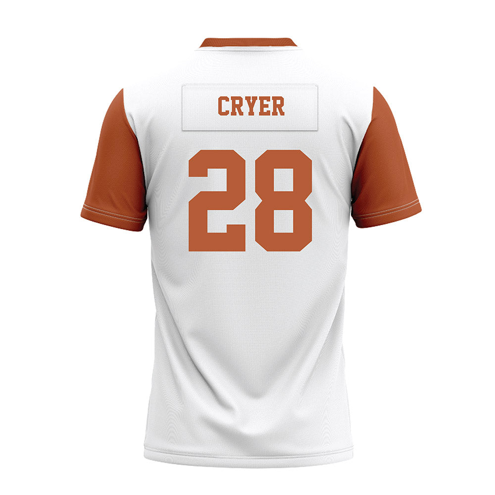 Texas - NCAA Football : Justin Cryer - White Premium Football Jersey-1