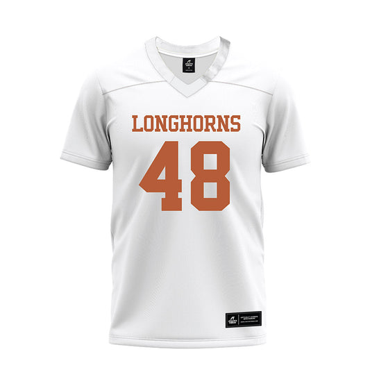 Texas - NCAA Football : Jackson Duffey - White Premium Football Jersey-0
