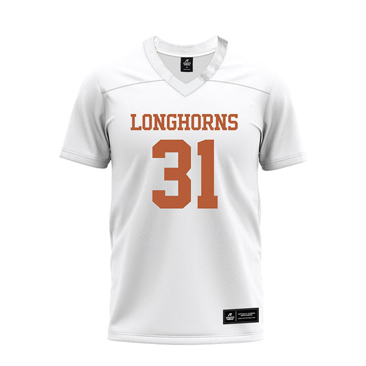 Texas - NCAA Football : James Simon - White Premium Football Jersey-0