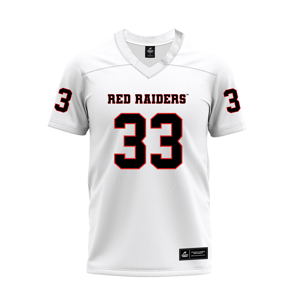 Texas Tech - NCAA Football : Loic Tshibangu - White Premium Football Jersey-0