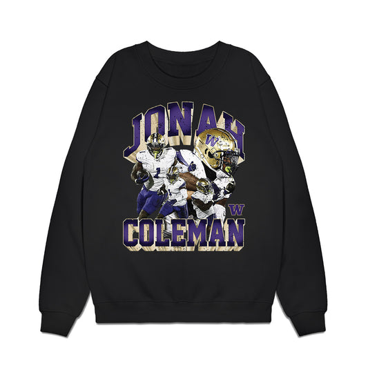 Washington - NCAA Football : Jonah Coleman - Collage Premium Crewneck Sweatshirt-0