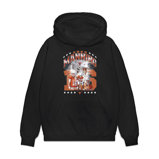 Texas - NCAA Football : Arch Manning - Collage Premium Hooded Sweatshirt-0
