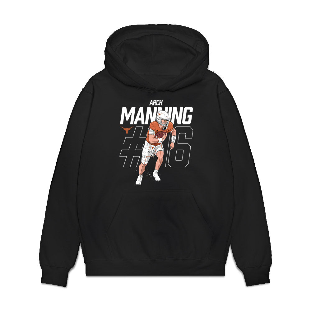 Texas - NCAA Football : Arch Manning - Caricature Premium Hooded Sweatshirt-0