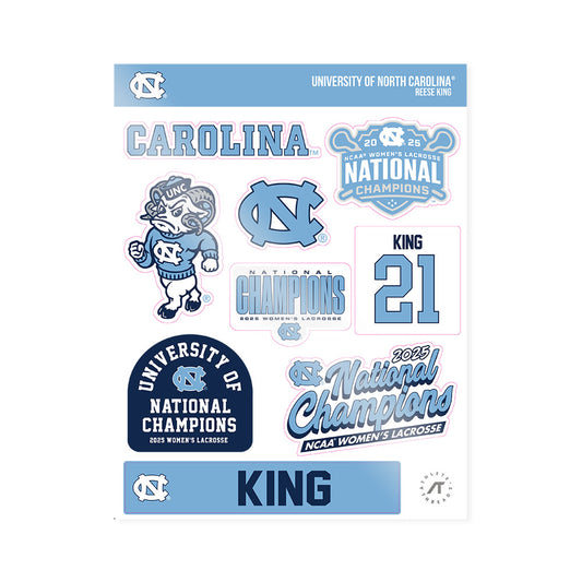 UNC - NCAA Women's Lacrosse : Reese King - NCAA® Sticker Sheet-0