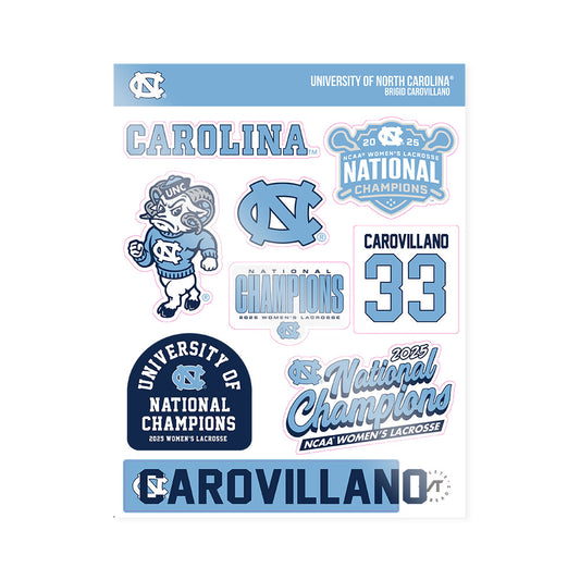 UNC - NCAA Women's Lacrosse : Brigid Carovillano - NCAA® Sticker Sheet-0